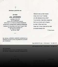 doodsprentje Jos Janssen